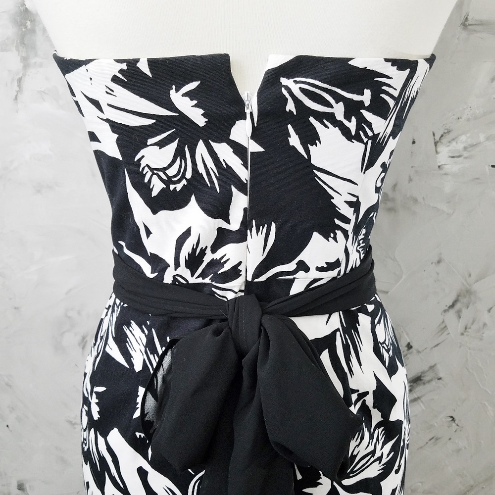 WHBM  Black & White Strapless Cocktail Dress - Picture 7 of 8